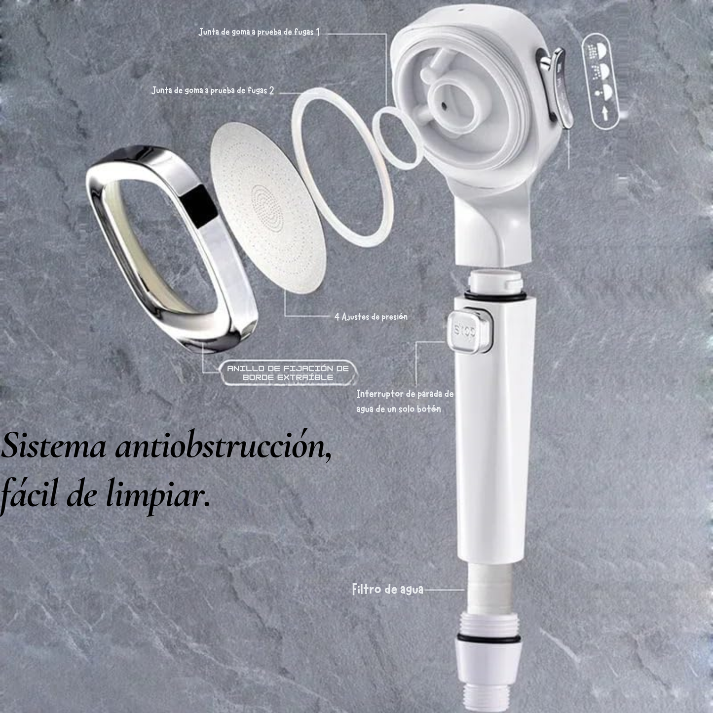 Cabezal de ducha de alta presión elegante