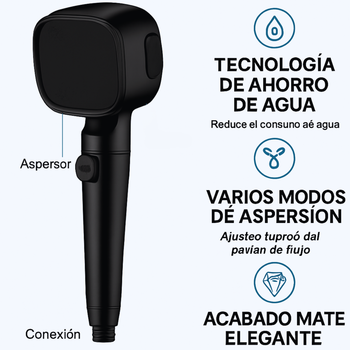 Cabezal de ducha de alta presión elegante